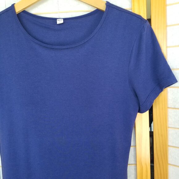 UNIQLO Blue Mini Dress Modal Cotton Blend Built-in Bra Size Large - Picture 2 of 10